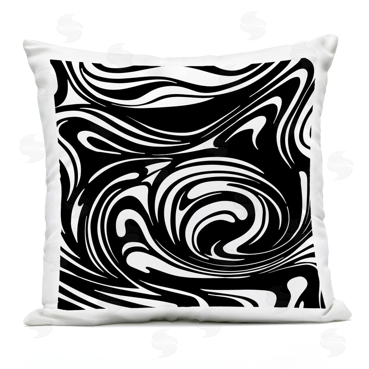 Contemporary Black & White Asymmetrical Abstract Swirls Outdoor Printed Pillow, Home Decor by Stupell Studio