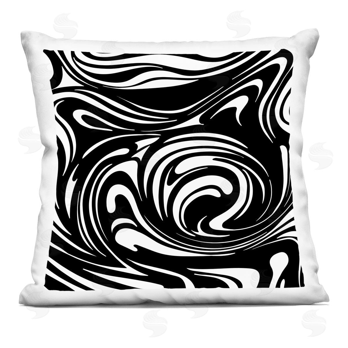 Contemporary Black & White Asymmetrical Abstract Swirls Decorative Printed Pillow, Home Decor by Stupell Studio