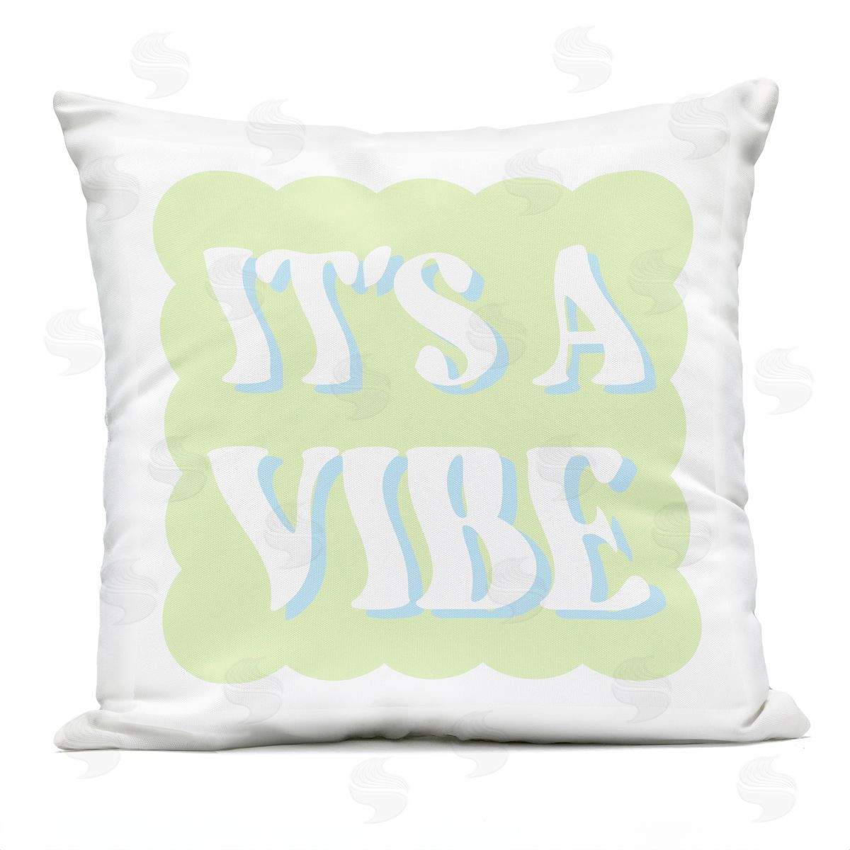 It's A Vibe Green Retro Wavy Phrase Typography Outdoor Printed Pillow, Home Decor by Stupell Studio