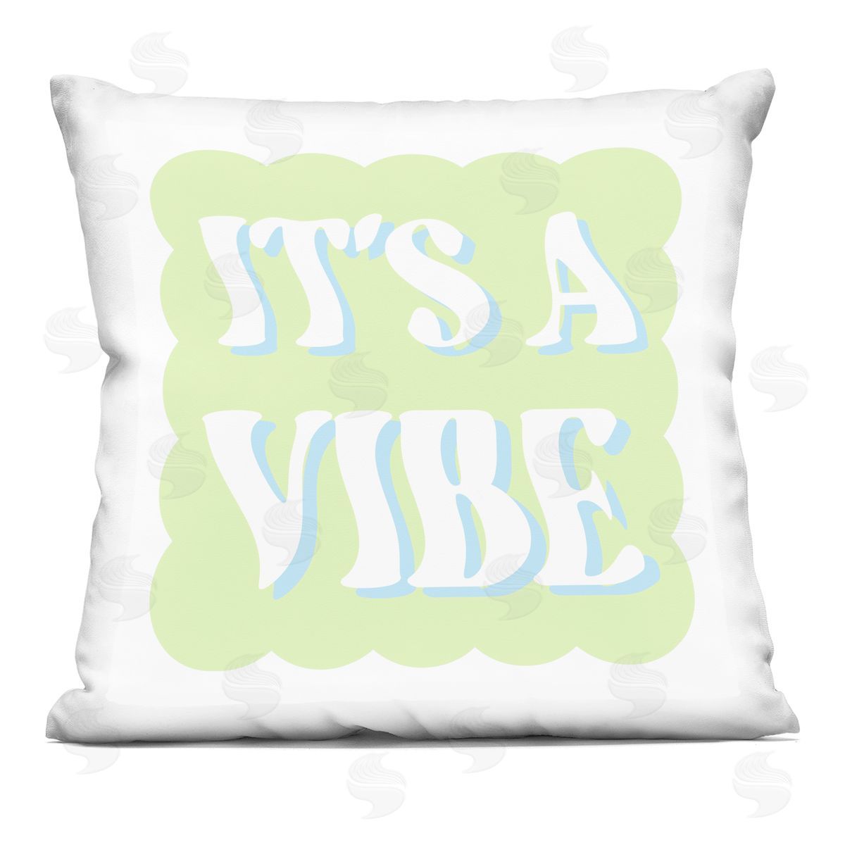It's A Vibe Green Retro Wavy Phrase Typography Decorative Printed Pillow, Home Decor by Stupell Studio