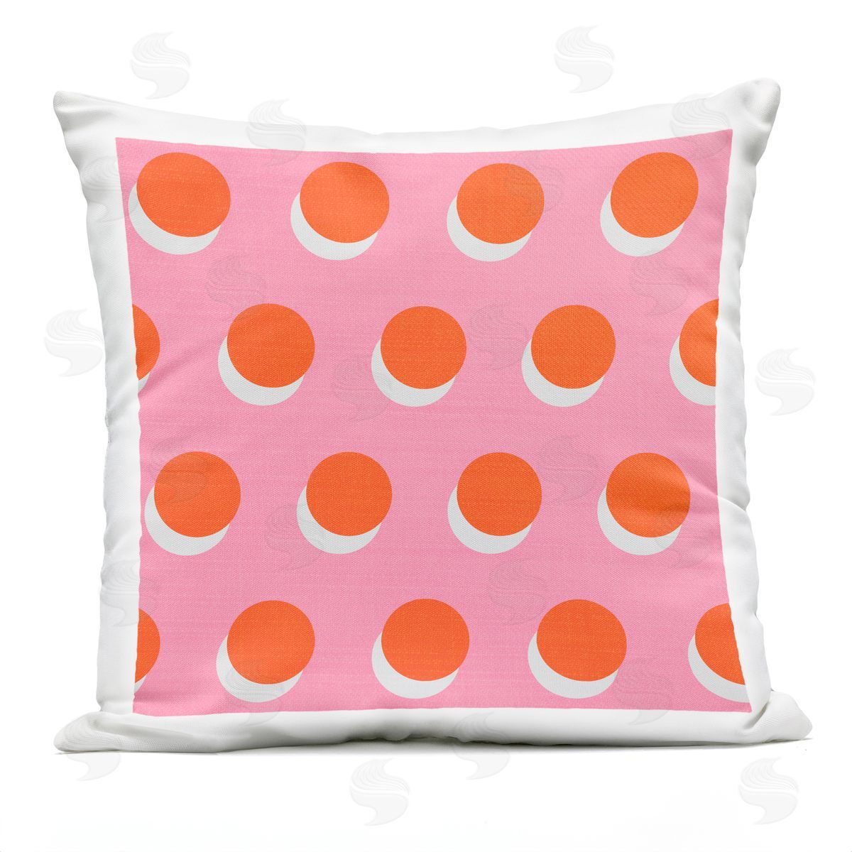 Orange Over Pink Polka Dot Circles Outdoor Printed Pillow, Home Decor by Stupell Studio
