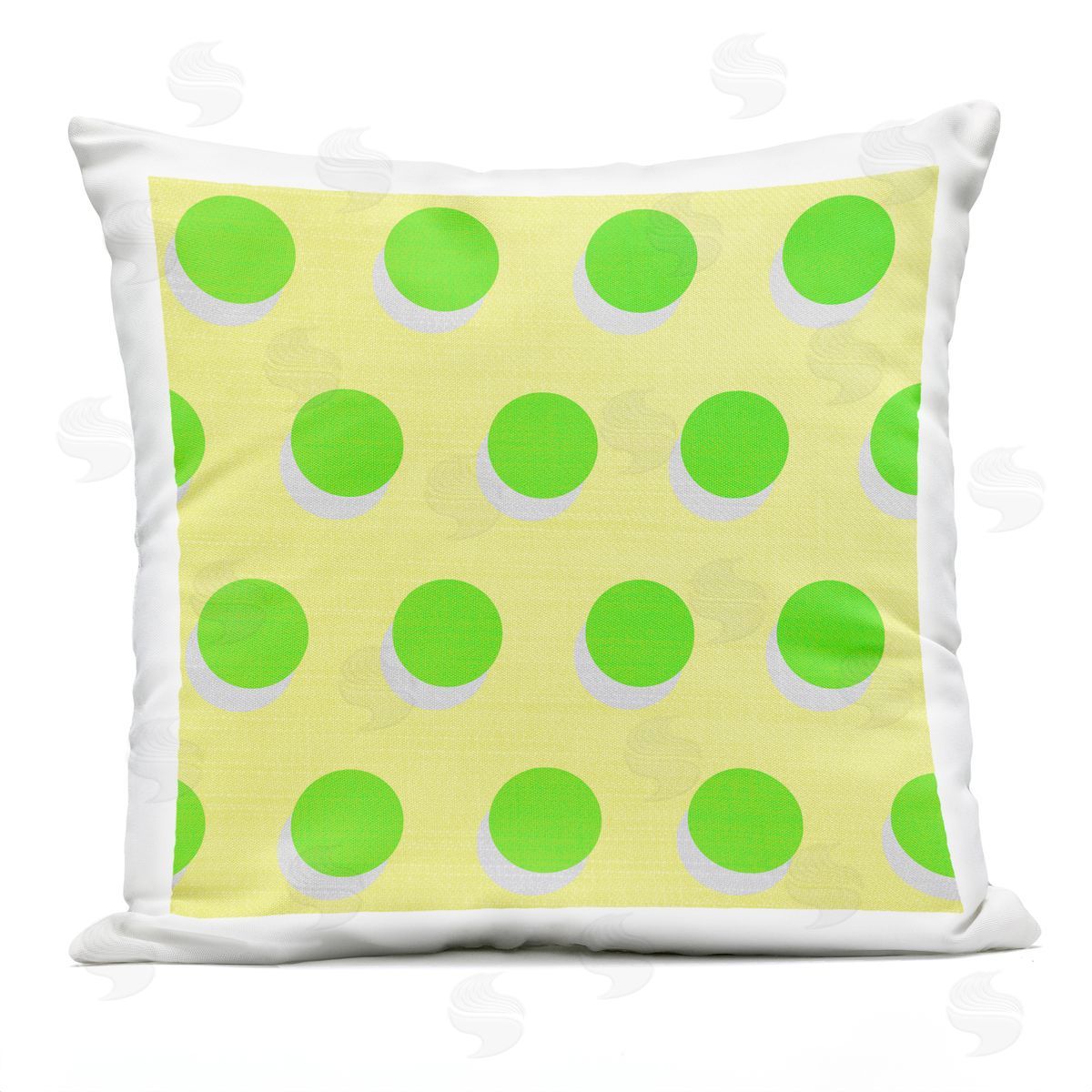 Green Over Yellow Polka Dot Circles Outdoor Printed Pillow, Home Decor by Stupell Studio