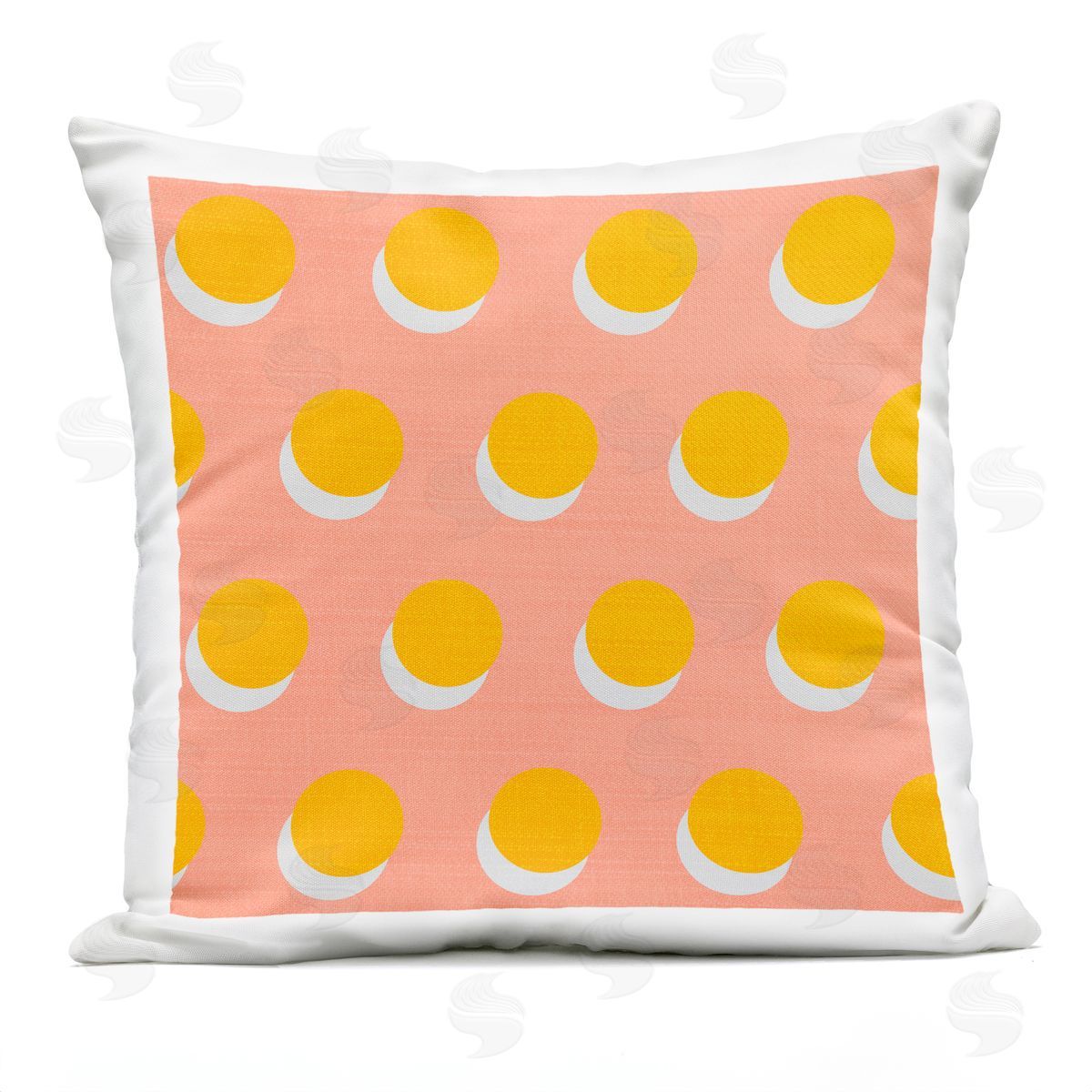 Yellow Over Pink Polka Dot Circles Outdoor Printed Pillow, Home Decor by Stupell Studio
