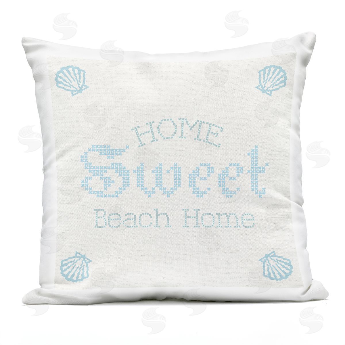 Sweet Beach Home Delicate Blue Seashell Phrase Outdoor Printed Pillow, Home Decor by Stupell Studio