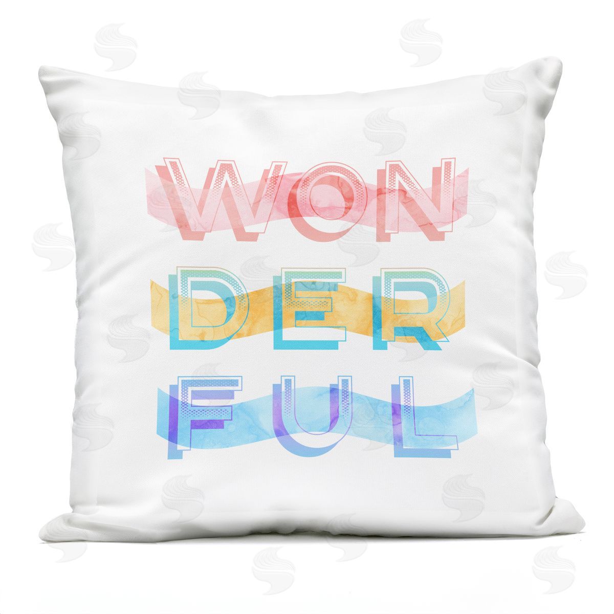 Wonderful Typography Layered Letters Over Stripes Outdoor Printed Pillow, Home Decor by Stupell Studio