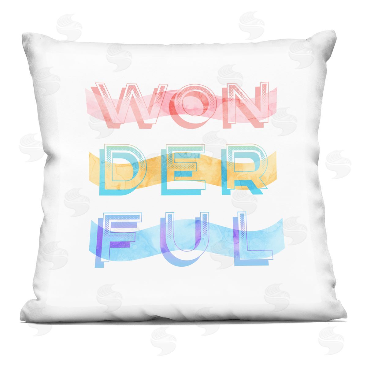 Wonderful Typography Layered Letters Over Stripes Decorative Printed Pillow, Home Decor by Stupell Studio
