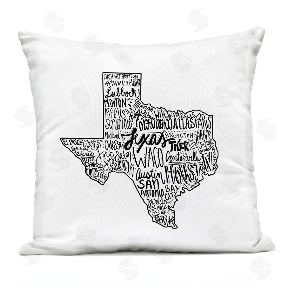 Texas State Outline Shape City Typography Outdoor Printed Pillow, Home Decor by Saturday Evening Post
