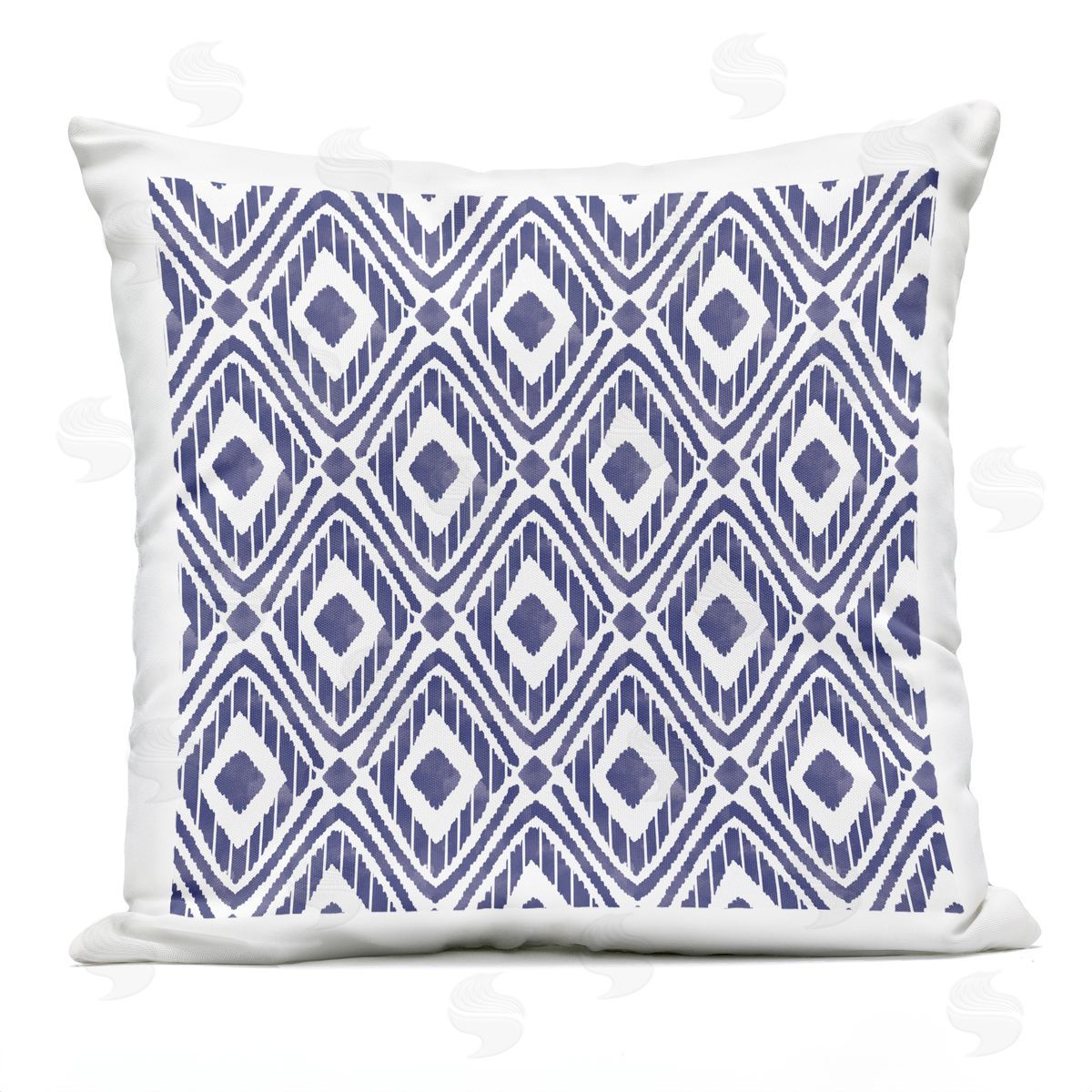 Blue Bohemian Diamond Shape Geometric Pattern Outdoor Printed Pillow, Home Decor by Taylor Shannon Designs