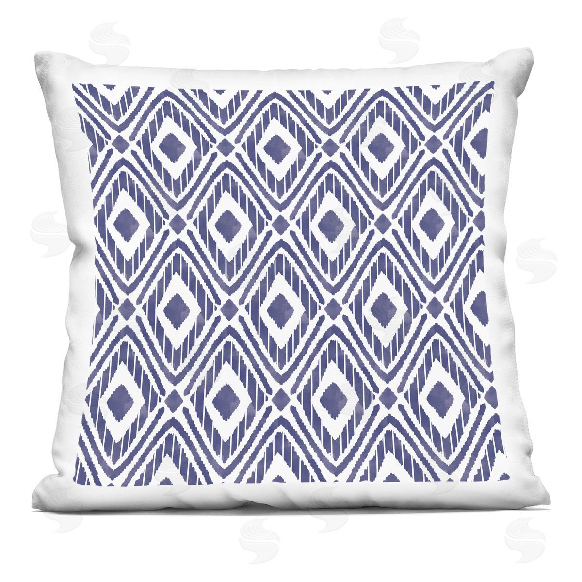 Blue Bohemian Diamond Shape Geometric Pattern Decorative Printed Pillow, Home Decor by Taylor Shannon Designs