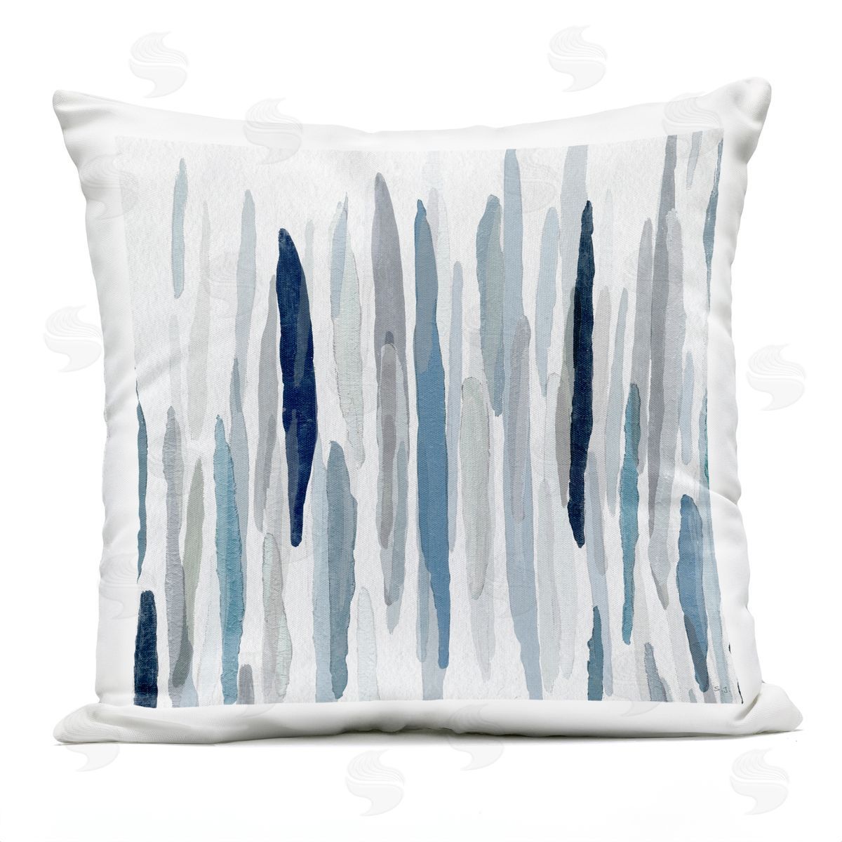 Abstract Brushed Rainfall Contemporary Blue Lines Outdoor Printed Pillow, Home Decor by Susan Jill