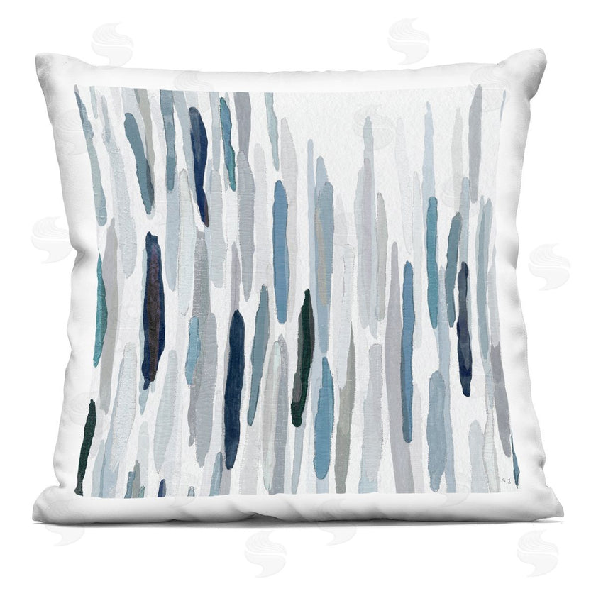 Susan Jill | Blue Varied Abstract Brushed Rainfall Lines
