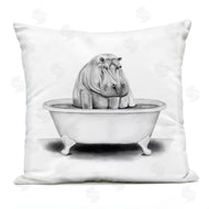 Rachel Neiman | Hippo in Bathtub Humorous Animal Wildlife Design