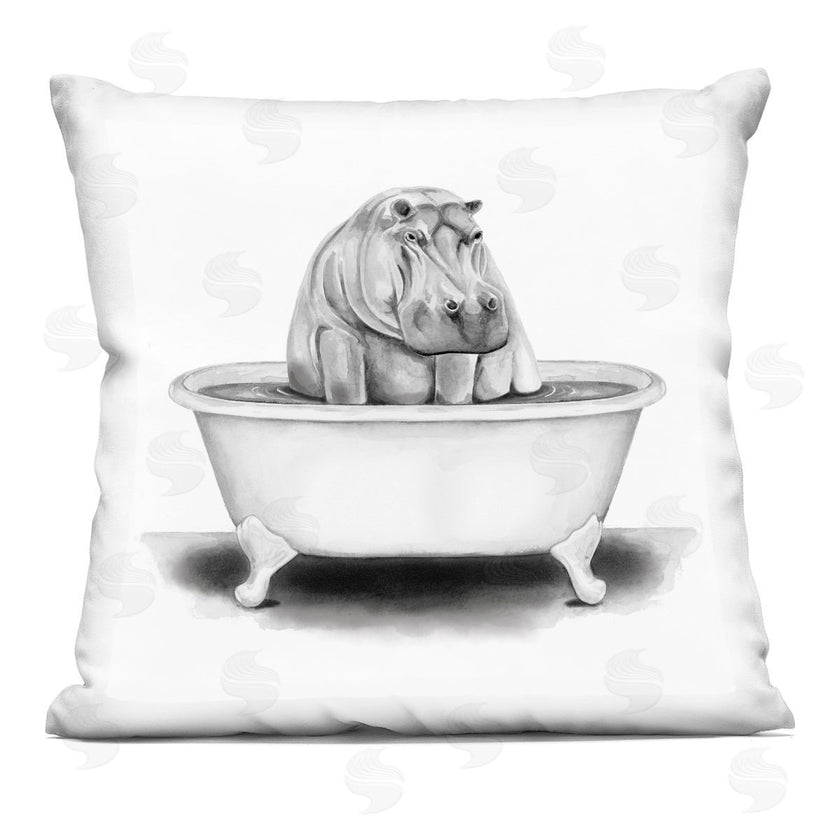 Rachel Neiman | Hippo in Bathtub Humorous Animal Wildlife Design