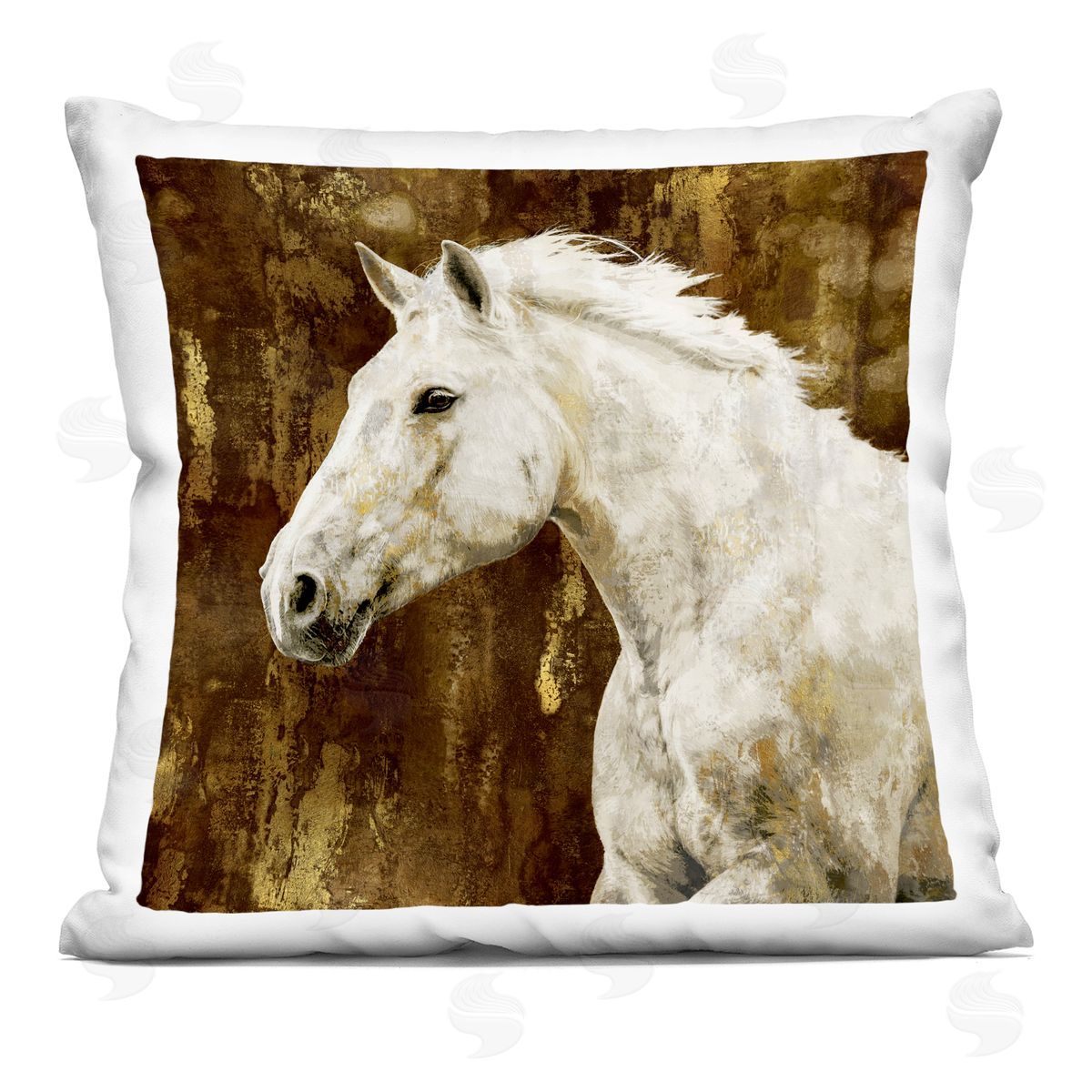 White Stallion Horse Wildlife Animal Portrait Decorative Printed Pillow, Home Decor by Melonie Miller