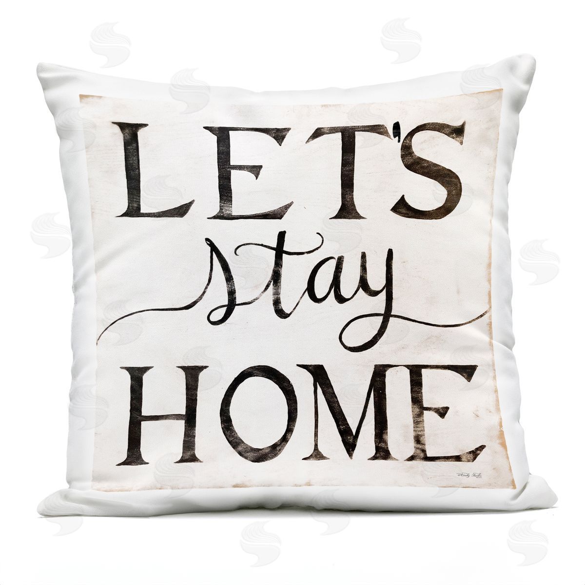 Vintage Let's Stay Home Rustic Farmhouse Phrase Outdoor Printed Pillow, Home Decor by Cindy Jacobs