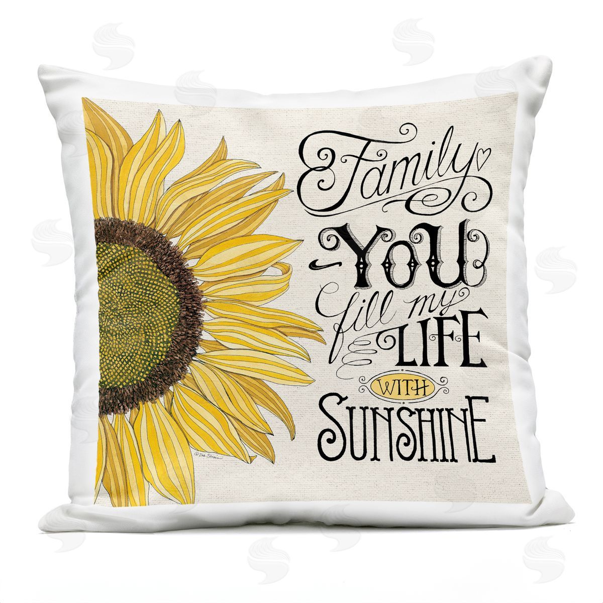 Vintage Family Inspirational Happiness Sunflower Quote Outdoor Printed Pillow, Home Decor by Deb Strain