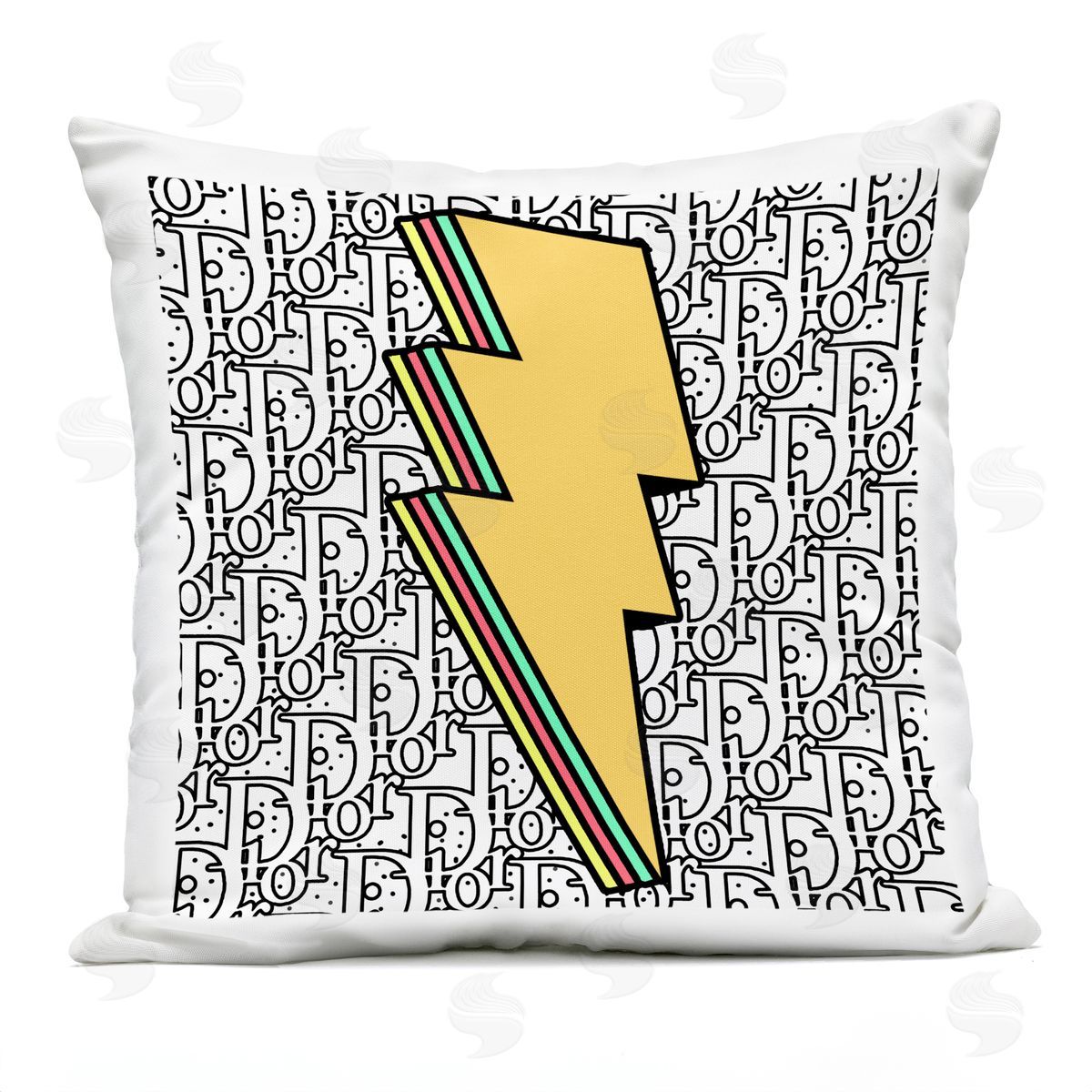 Lightning Bolt Retro Symbol Fashion Glam Pattern Outdoor Printed Pillow, Home Decor by Ziwei Li