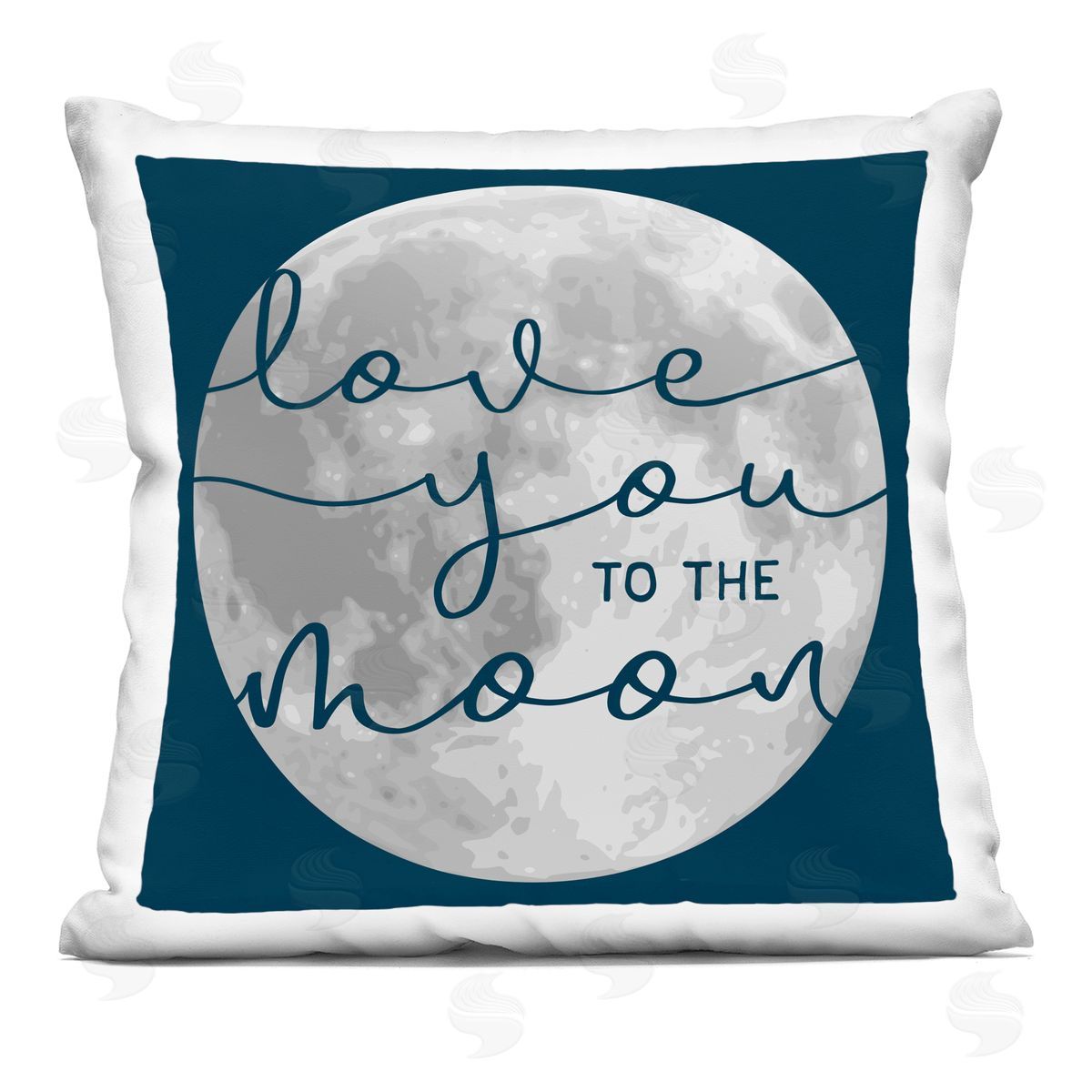Love You to Moon Blue Calligraphy Night Sky Decorative Printed Pillow, Home Decor by Stupell Studio