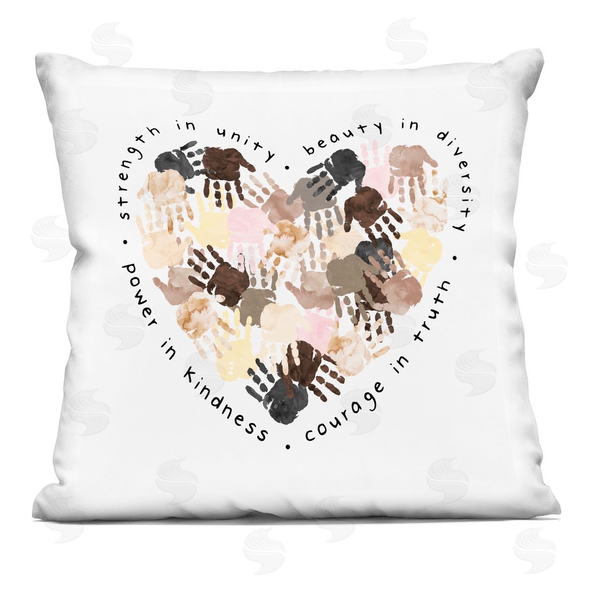 Strength in Unity Powerful Handprint Heart Shape Decorative Printed Pillow, Home Decor by Erica Billups