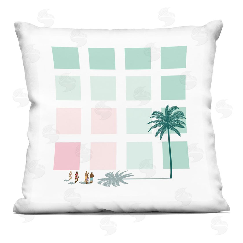 Victoria Kukla | Tropical Palms Beach Geometric Pastel Square Shapes