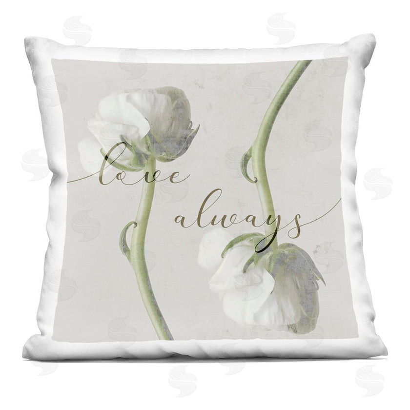 Stupell Studio | Love Always Phrase Asymmetrical White Rose Blossoms