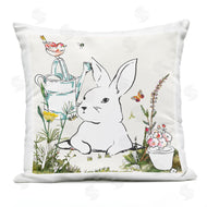 Sangita Bachelet | Curious Bunny Rabbit Floral Bird Perched
