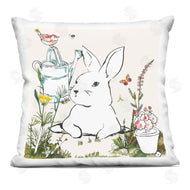 Sangita Bachelet | Curious Bunny Rabbit Floral Bird Perched