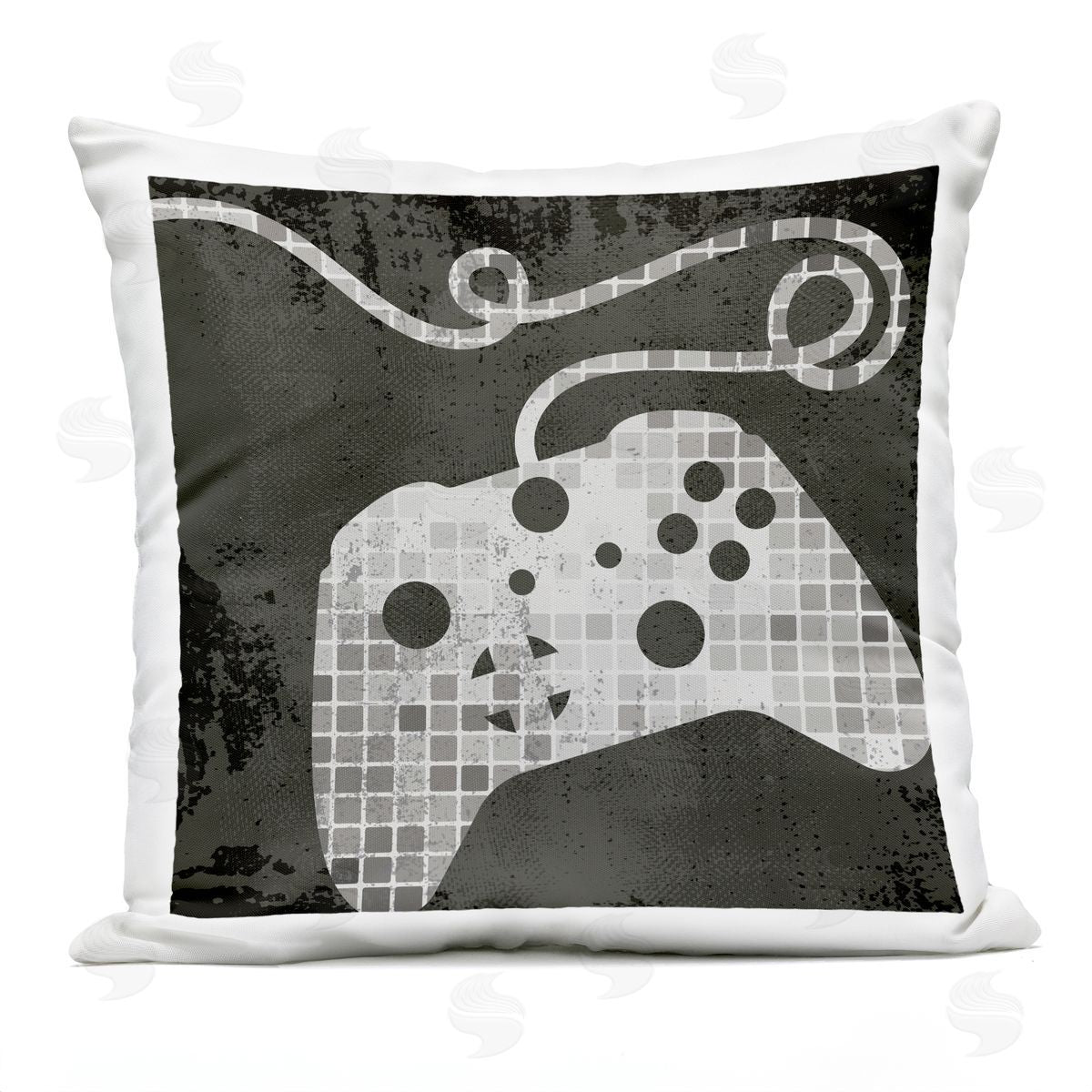 Gaming Controller Silhouette Geometric Squares Pattern Outdoor Printed Pillow, Home Decor by Stupell Studio