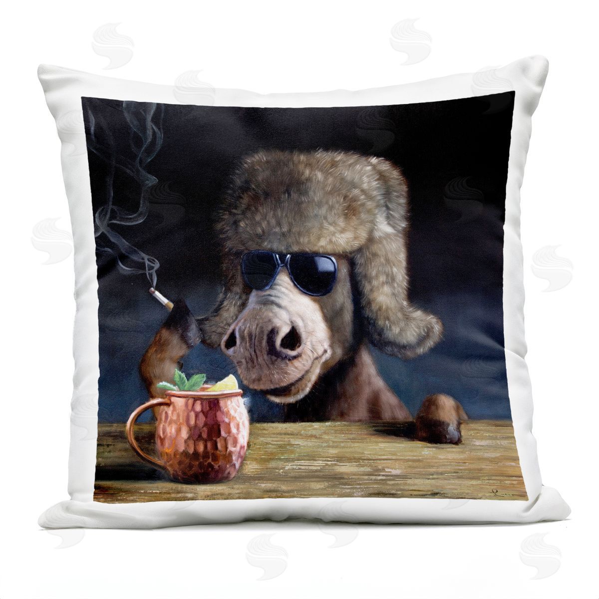 Moscow Mule Humorous Animal Drink Pun Outdoor Printed Pillow, Home Decor by Lucia Heffernan