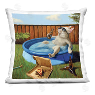 Lucia Heffernan | French Bulldog Relaxing Summer Pool Beverage