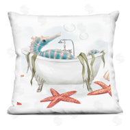 Ziwei Li | Vivid Blue Seahorse Nautical Bathtub Bubble