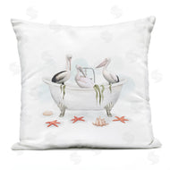 Ziwei Li | White Pelican Birds Vintage Bathtub Nautical Shells