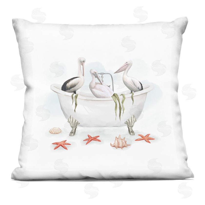Ziwei Li | White Pelican Birds Vintage Bathtub Nautical Shells