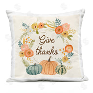 Victoria Barnes | Give Thanks Orange Pumpkin Flower Wreath Sentiment