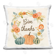 Victoria Barnes | Give Thanks Orange Pumpkin Flower Wreath Sentiment