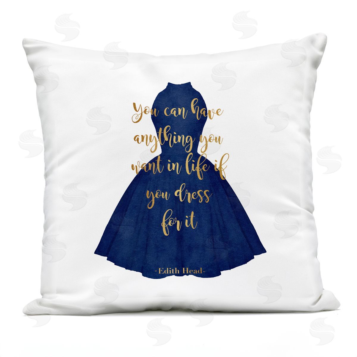 If You Dress For It Navy Blue Fashion Gown Outdoor Printed Pillow, Home Decor by Amanda Greenwood
