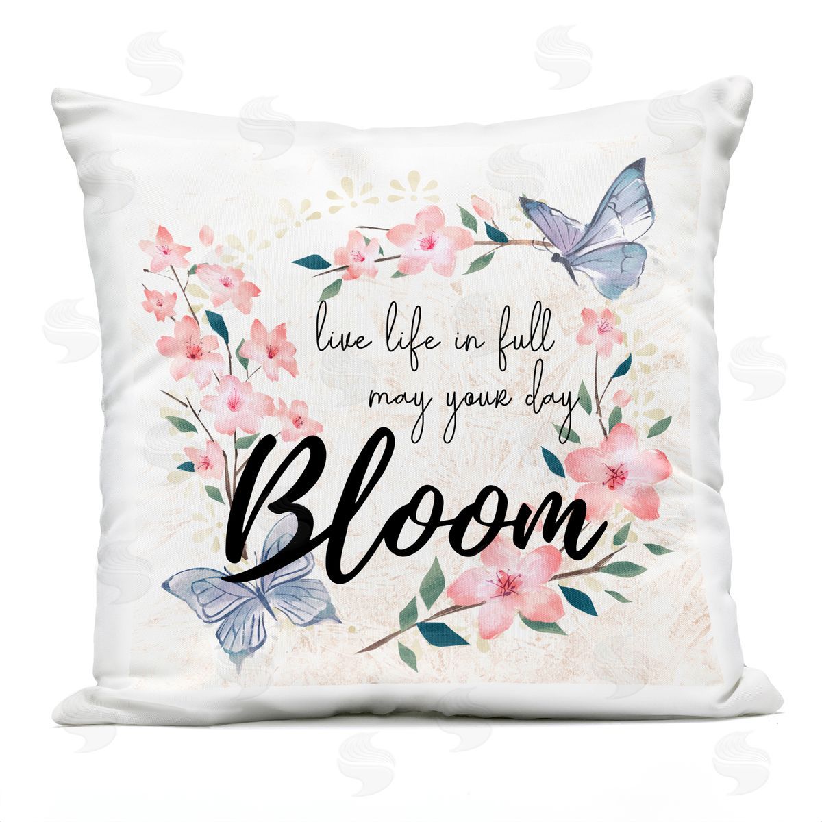 May Your Day Bloom Pink Spring Blossoms Outdoor Printed Pillow, Home Decor by Ziwei Li