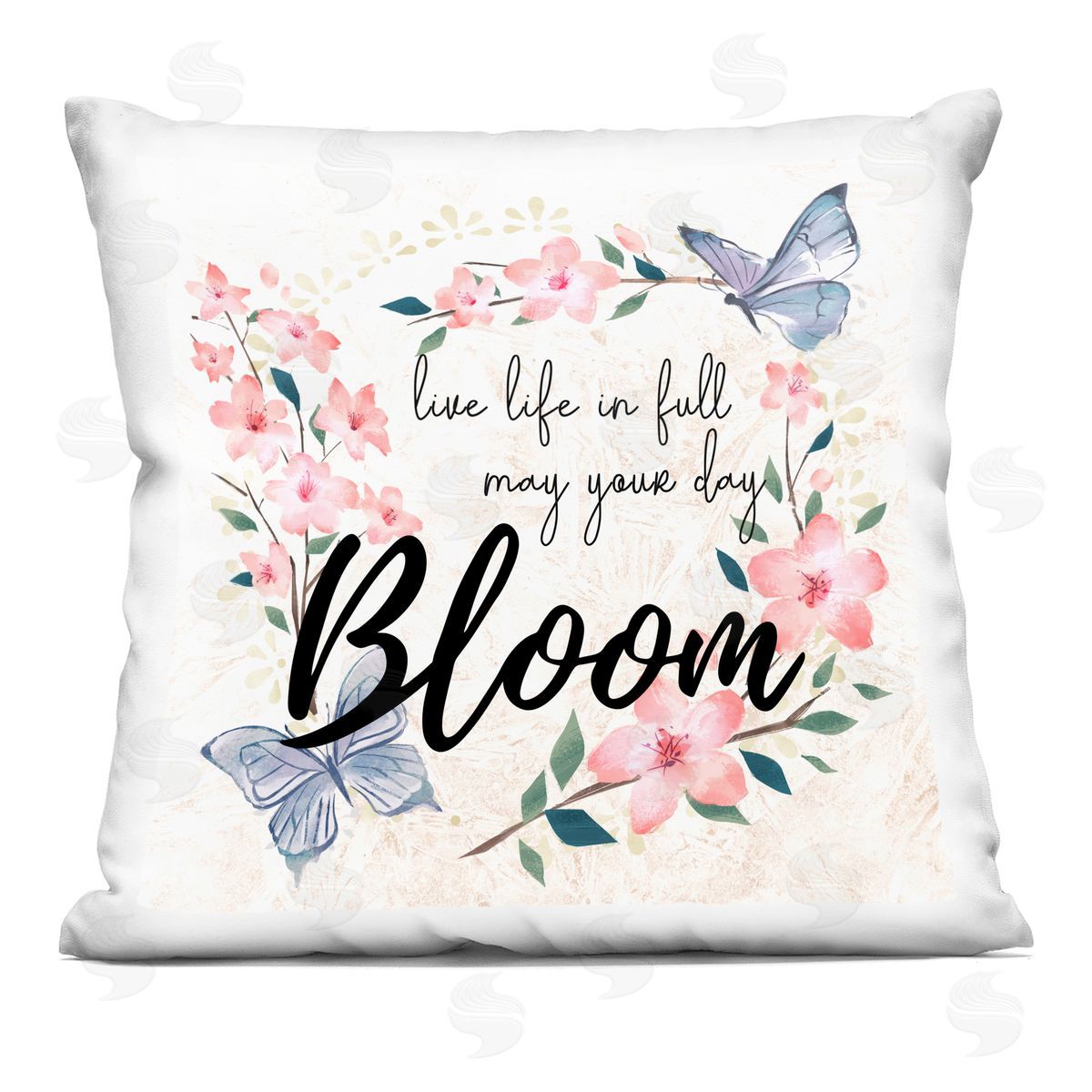 May Your Day Bloom Pink Spring Blossoms Decorative Printed Pillow, Home Decor by Ziwei Li