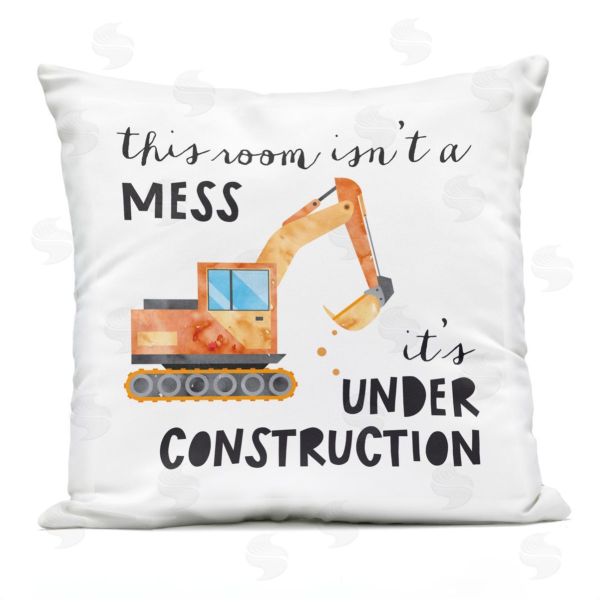 Room Under Construction Kids Bulldozer Phrase Outdoor Printed Pillow, Home Decor by Jennifer McCully