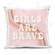 Stupell Studio | Girls Are Brave Retro Pink Curved Typography Stripes