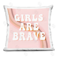 Stupell Studio | Girls Are Brave Retro Pink Curved Typography Stripes