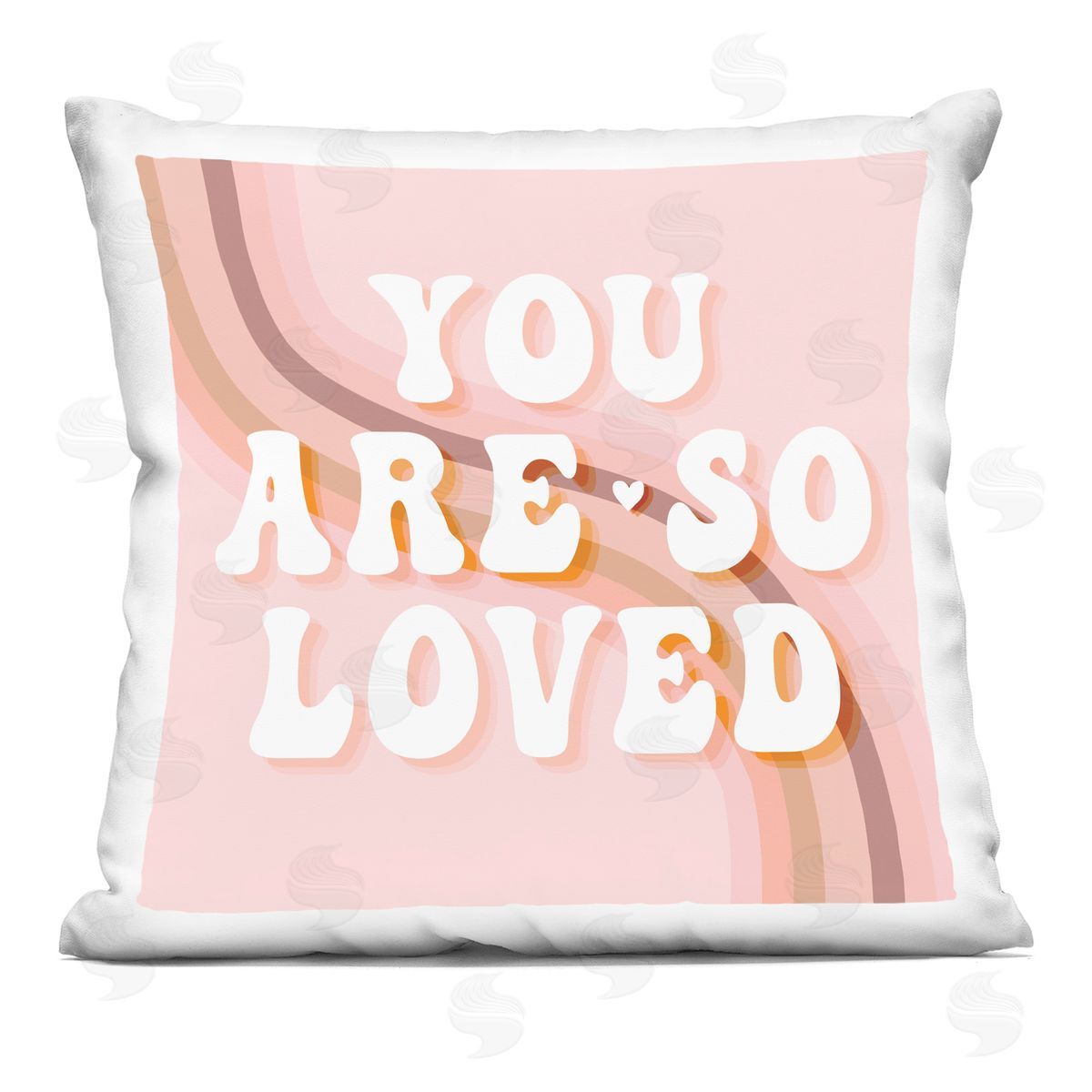 You Are Loved Retro Pink Rainbow Stripes Decorative Printed Pillow, Home Decor by Stupell Studio