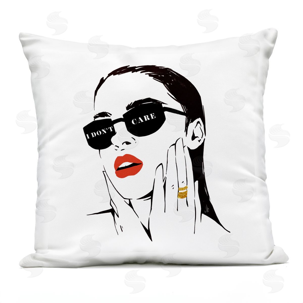 I Don't Care Glam Fashion Shades Woman Portrait Outdoor Printed Pillow, Home Decor by Ziwei Li