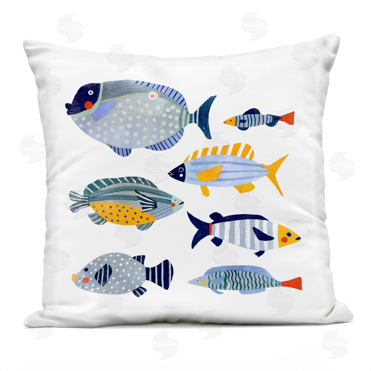 Whimsical Patterned Fish Children's Aquatic Animals Outdoor Printed Pillow, Home Decor by Victoria Barnes