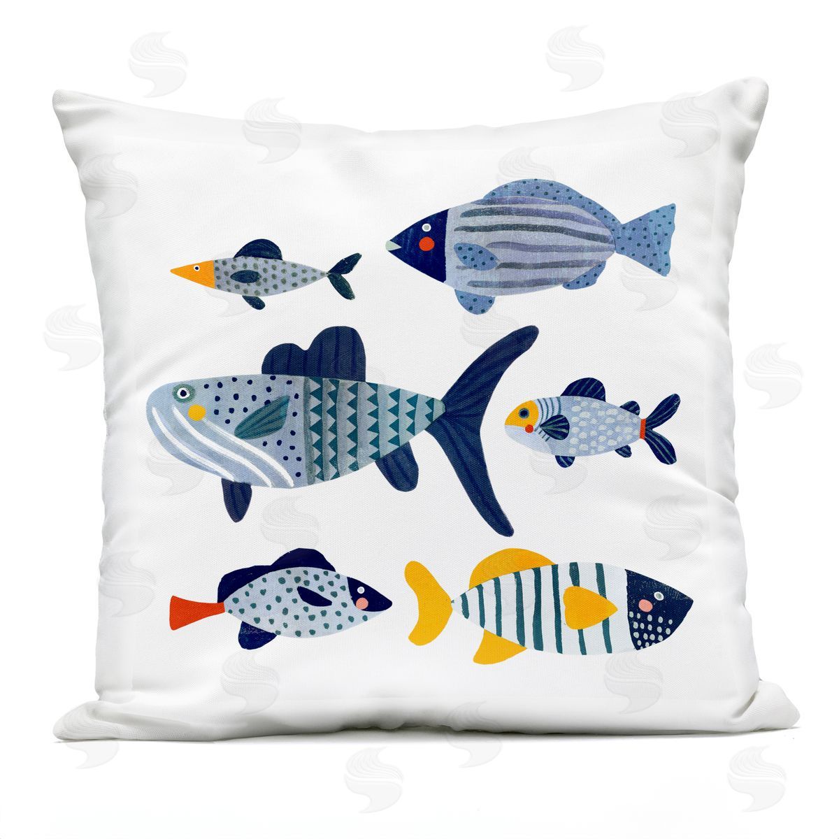 Mixed Tropical Fish Patterned Kids Animals Outdoor Printed Pillow, Home Decor by Victoria Barnes