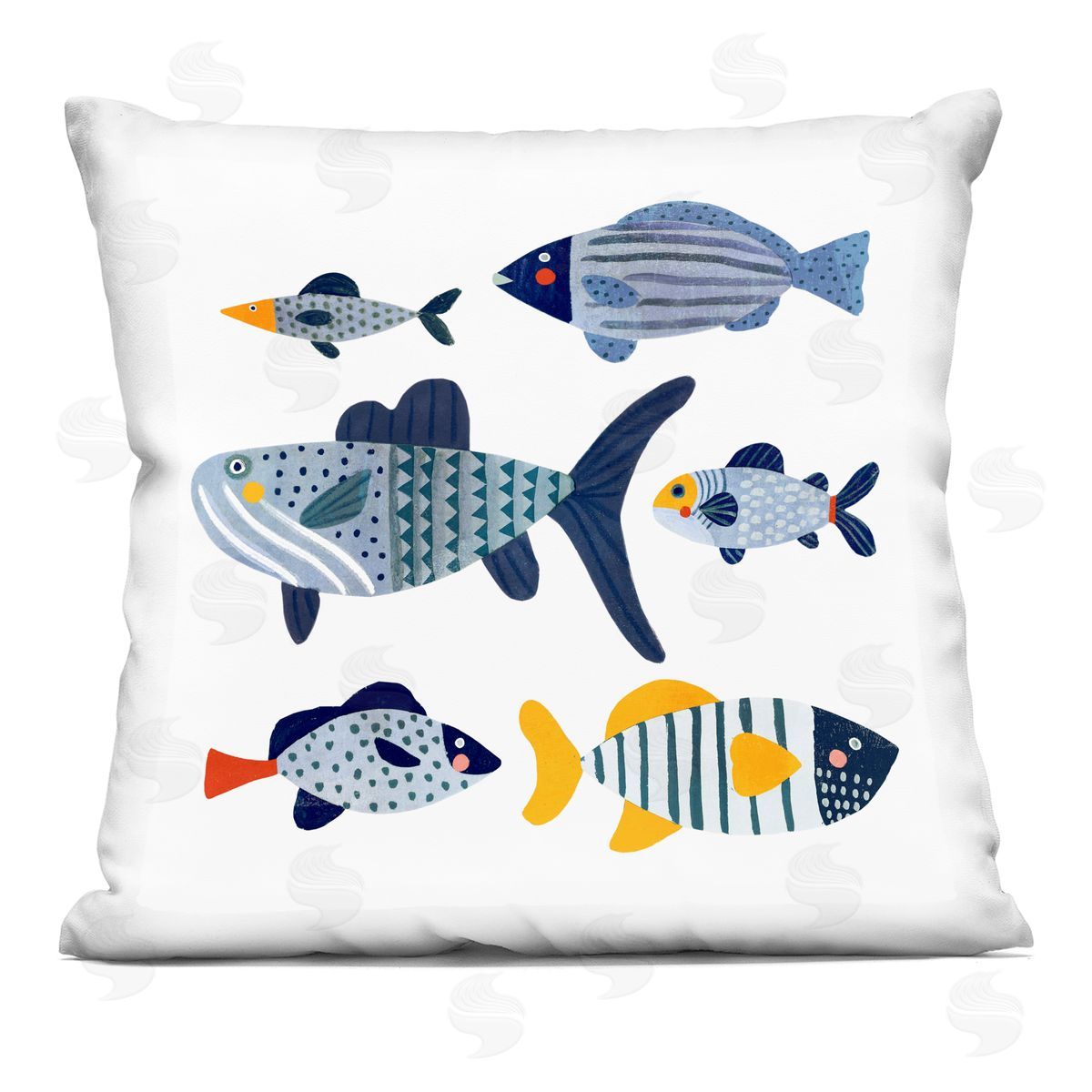 Mixed Tropical Fish Patterned Kids Animals Decorative Printed Pillow, Home Decor by Victoria Barnes