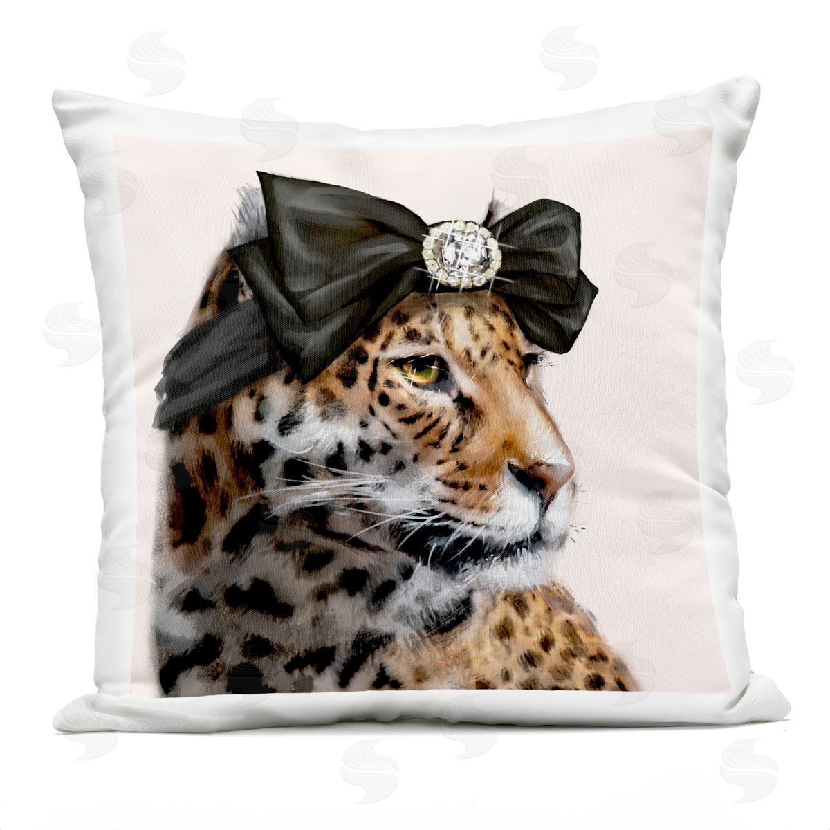 Stylish Leopard Fancy Glam Hair Bow Jewel Outdoor Printed Pillow, Home Decor by Ziwei Li