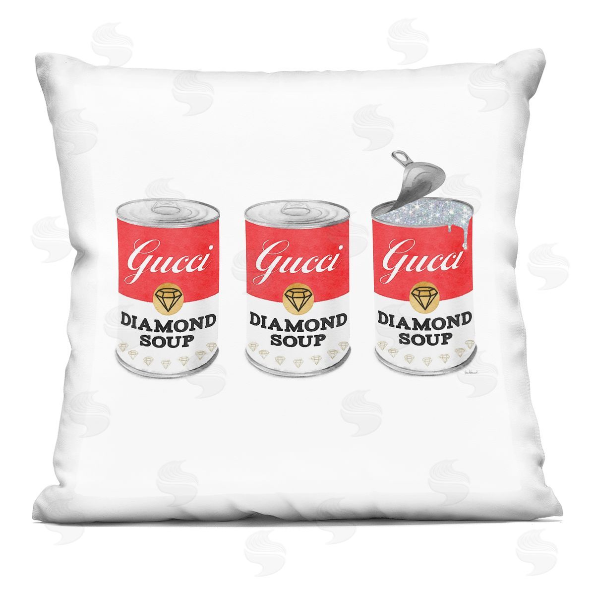 Glam Diamond Soup Bold Iconic Red Can Decorative Printed Pillow, Home Decor by Amanda Greenwood