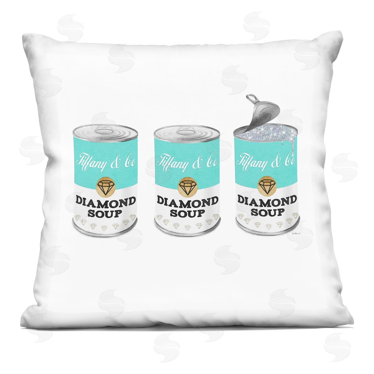Glam Diamond Soup Fashion Shimmer Pattern Decorative Printed Pillow, Home Decor by Amanda Greenwood