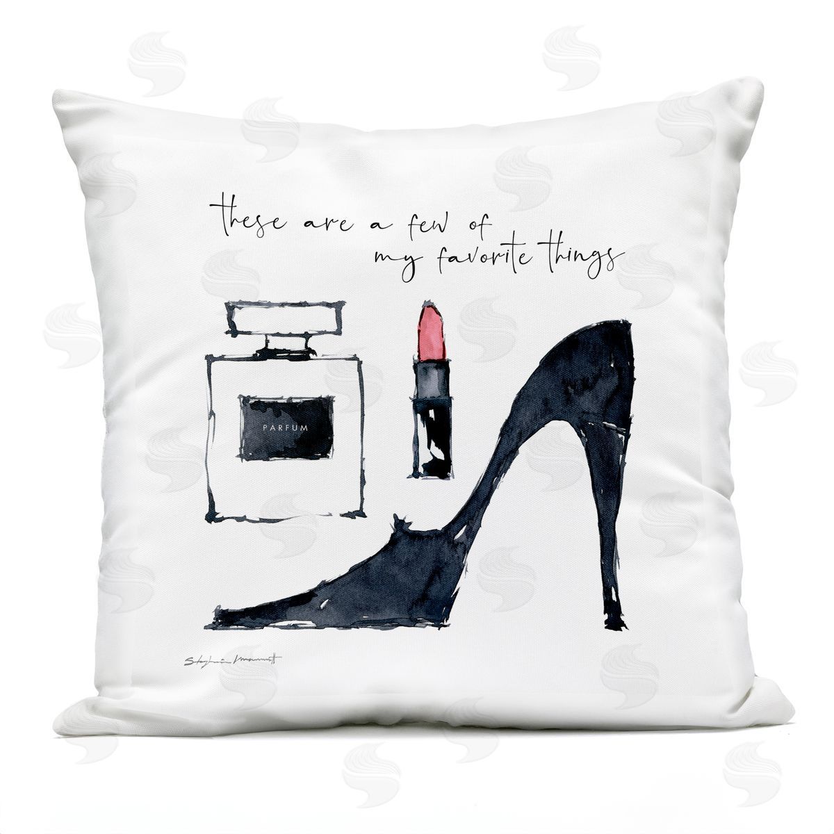 Favorite Things Glam Fashion Accessories Phrase Outdoor Printed Pillow, Home Decor by Stephanie Workman Marrott